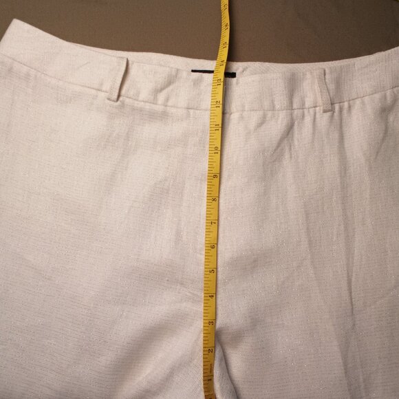 Winter White Sparkly Linen Pants Size 20W High Rise Wide Leg Pamela Dennis - Picture 7 of 9
